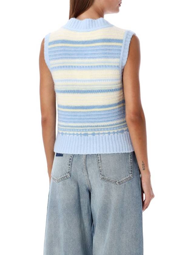 Striped Soft Wool Gilet Vest Light Blue - GANNI - BALAAN 3