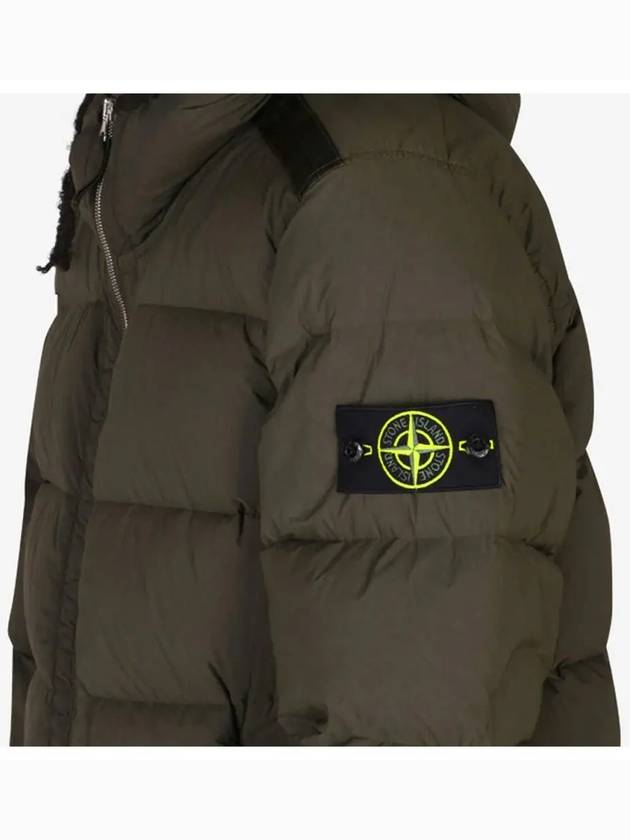 Seamless Logo Nylon Hooded Down Jacket Olive - STONE ISLAND - BALAAN 6