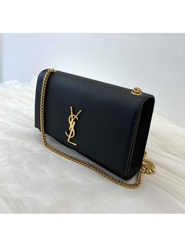 Monogram Kate Chain Gold Hardware Medium Cross Bag Black - SAINT LAURENT - BALAAN 4