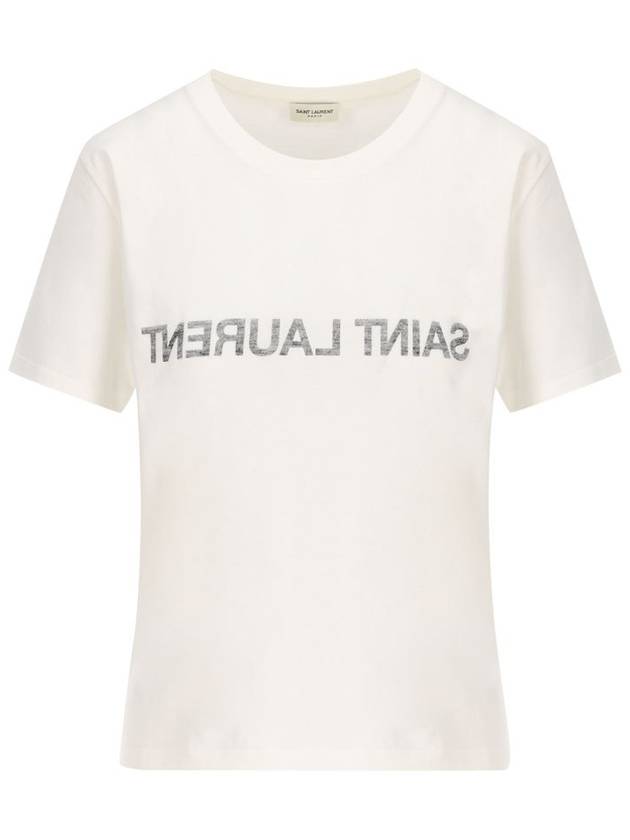 Reverse Short Sleeve T-Shirt Nature Et Noir - SAINT LAURENT - BALAAN 2