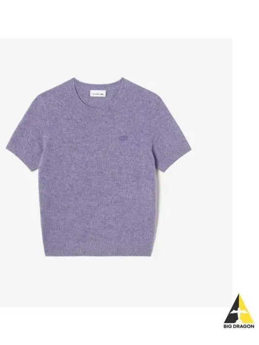 Women s Alpaca Wool Short Sleeve Sweater Lavender - LACOSTE - BALAAN 1