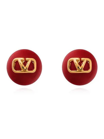 V Logo Signature Earrings Red - VALENTINO - BALAAN 2