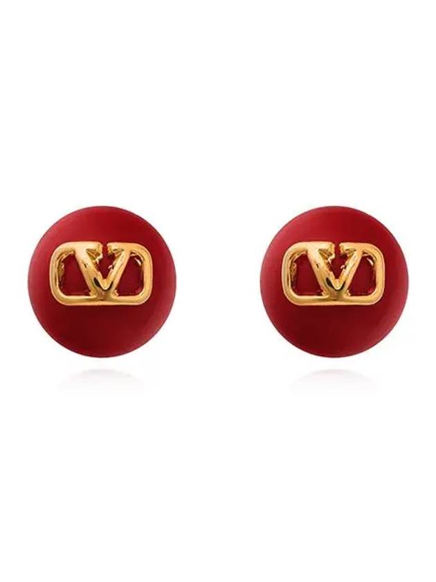 V Logo Signature Earrings Red - VALENTINO - BALAAN 3