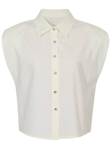 Cotton Crop Sleeveless Shirt Off White - CALLAITE - BALAAN 1