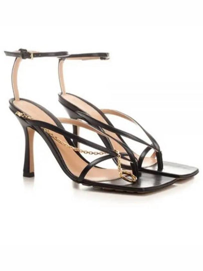 Metal Chain Stretch Sandals Heel Black - BOTTEGA VENETA - BALAAN 2