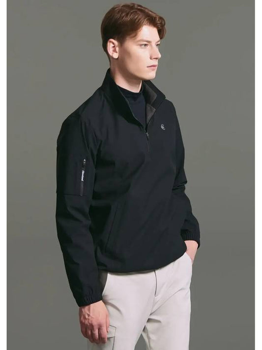 Men s Fleece Lined High Neck Half Zip Up Windbreaker Black - CLEVELAND GOLF - BALAAN 2