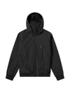 Logo Patch Asymmetric Zip-Up Hoodie Black - CP COMPANY - BALAAN 1