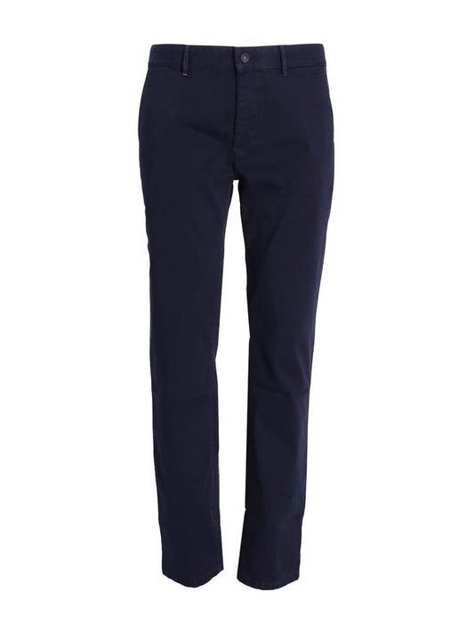 Slim Fit Stretch Cotton Satin Chino Straight Pants Navy - HUGO BOSS - BALAAN 1