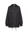 Triangle Logo Re-Nylon Zip Up Hoodie Black - PRADA - BALAAN 2