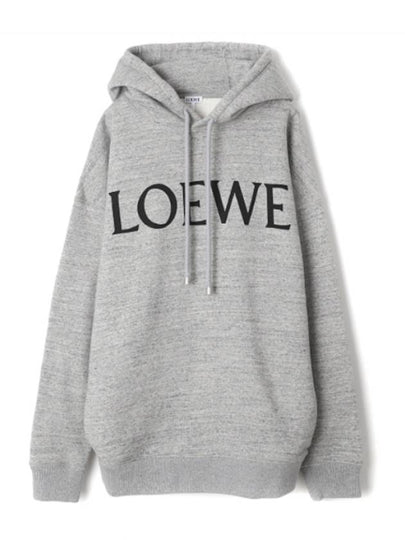 Logo Oversized Fit Cotton Hoodie Grey Melange - LOEWE - BALAAN 2