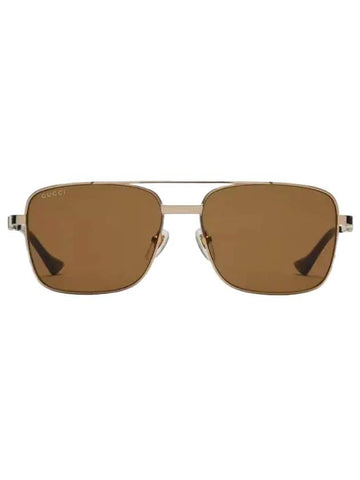 Square Frame Metal Sunglasses Gold - GUCCI - BALAAN 1