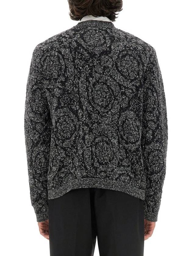 Jacquard Long Sleeve Knit Top Grey - VERSACE - BALAAN 4