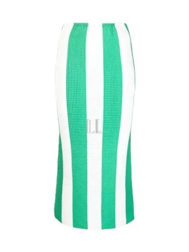 High Waist Stripe H-Line Skirt White Green - SUNNEI - BALAAN 2