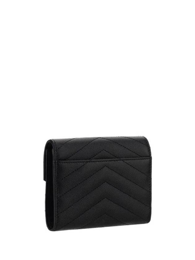 Matelasse Monogram Quilting Flap Half Wallet Black - SAINT LAURENT - BALAAN 3