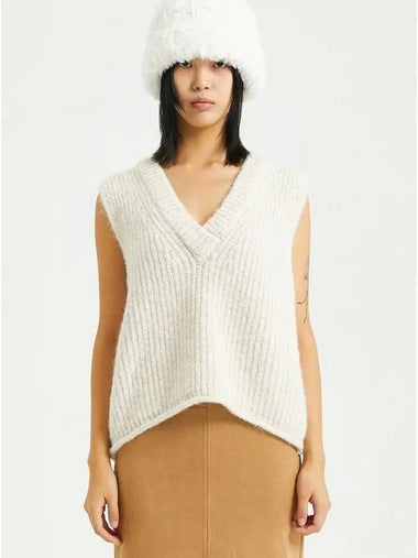 Women's Loose Knit Vest Beige - RAWMANTICS - BALAAN 1