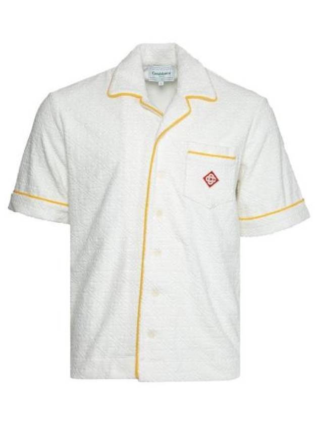 Jacquard Logo Terry Short Sleeve Shirt White - CASABLANCA - BALAAN 2