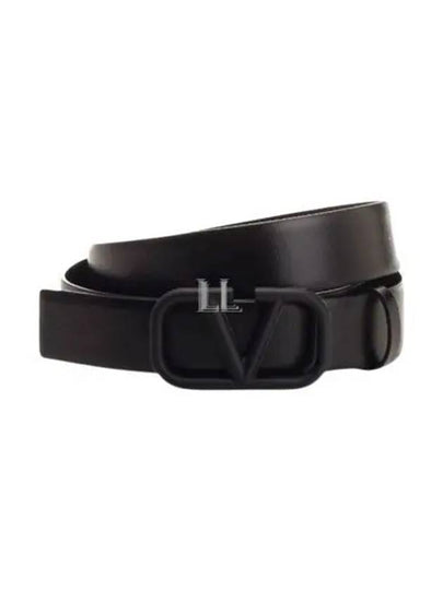 V Logo Signature Leather Belt Black - VALENTINO - BALAAN 2