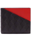 Intrecciato Two-Tone Half Wallet Black Red - BOTTEGA VENETA - BALAAN 3