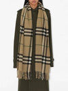 Checked Cashmere Fringe Scarf Khaki - BURBERRY - BALAAN 4