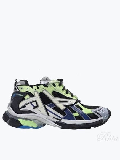 Men's Runner Low Top Sneakers Green Black Blue - BALENCIAGA - BALAAN 2