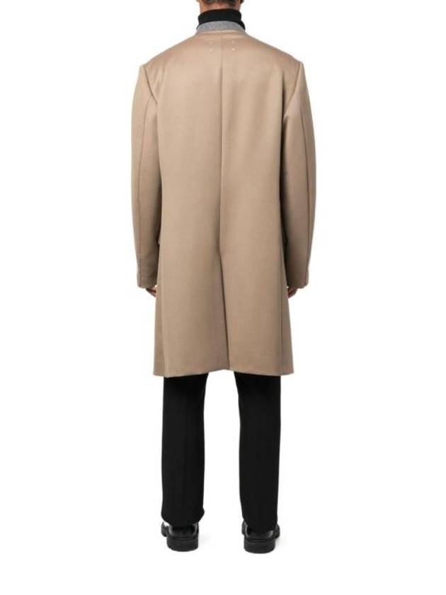 Stitched Collarless Wool Single Coat Beige - MAISON MARGIELA - BALAAN 5