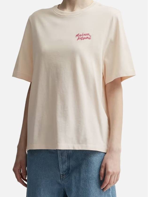 Handwriting Comfort Fit Short Sleeve T-Shirt Beige - MAISON KITSUNE - BALAAN 4