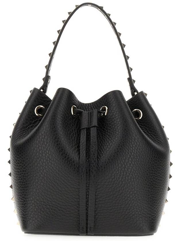 Rockstud Drawstring Bucket Bag Black - VALENTINO - BALAAN 3