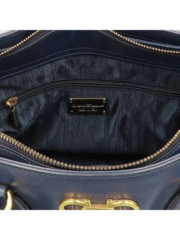 Ferragamo 21 D940 Navy Color Saffiano Leather Gold Logo Tote Bag Shoulder Strap 2WAY - SALVATORE FERRAGAMO - BALAAN 5