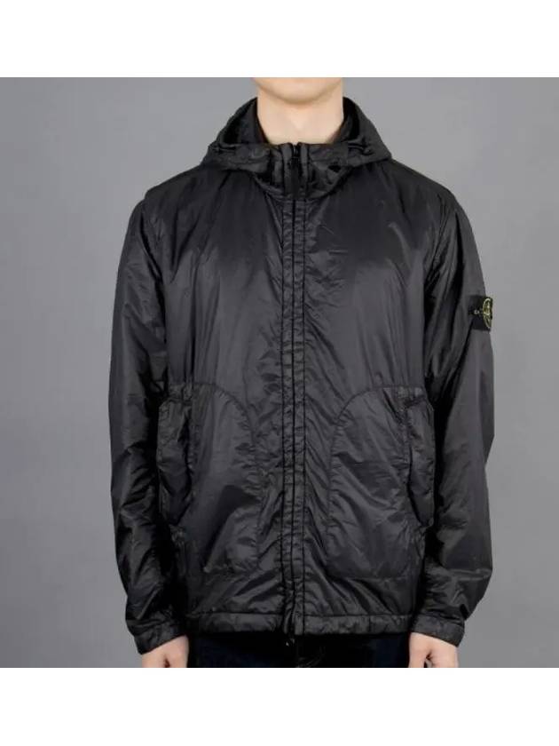 Garment Dyed Micro Yarn Hooded Jacket Black - STONE ISLAND - BALAAN 4