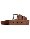 Square Metal Buckle Leather Belt Brown - PRADA - BALAAN 2