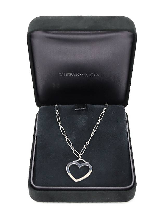 18K White Gold Sentimental Open Heart Chain Medium Pendant Necklace - TIFFANY & CO. - BALAAN 7