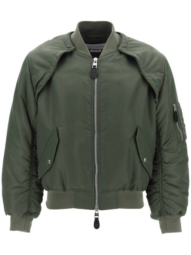 convertible bomber jacket in nylon satin - ALEXANDER MCQUEEN - BALAAN 1