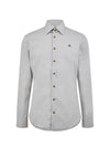 Men's Embroidered ORB Long Sleeve Shirt Grey - VIVIENNE WESTWOOD - BALAAN 2