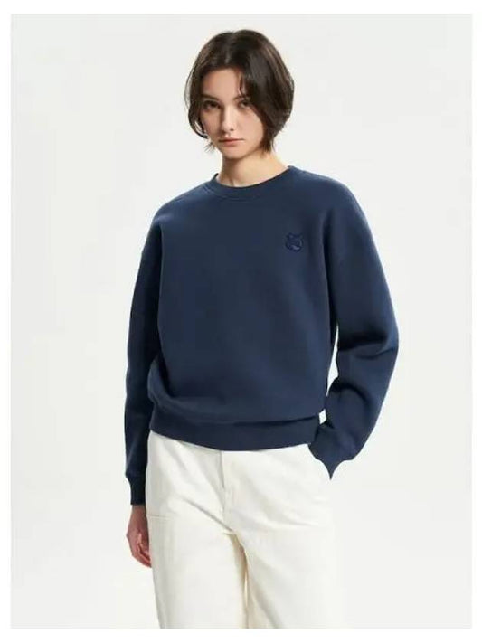 Women s Bold Foxhead Patch Comfort Sweatshirt Ink Blue Domestic Product - MAISON KITSUNE - BALAAN 1