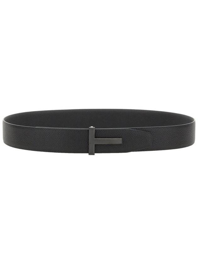 Men's Logo Reversible Leather Belt Black - TOM FORD - BALAAN 2