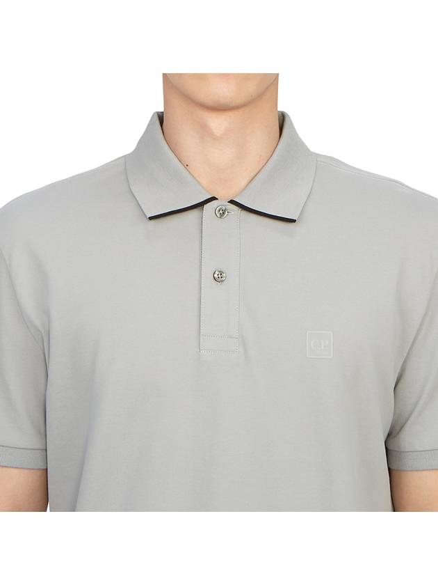 Men's Logo Patch Short Sleeve Polo Shirt Grey - CP COMPANY - BALAAN 6