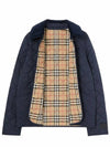 corduroy diamond quilting jacket blue - BURBERRY - BALAAN.