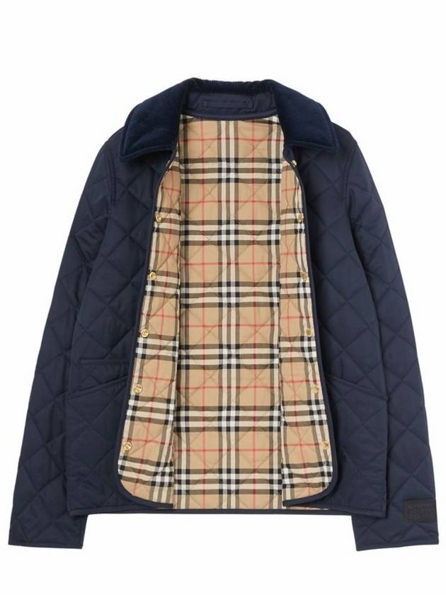 Corduroy Collar Quilted Jacket Dark Blue - BURBERRY - BALAAN 3