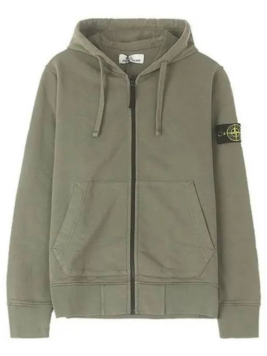 Wappen Patch Pocket Zip Up Hoodie Khaki - STONE ISLAND - BALAAN 2