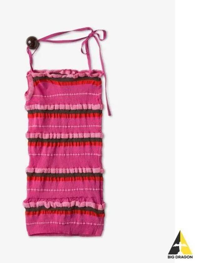 Striped One Shoulder Knit Top Dark Pink - JACQUEMUS - BALAAN 2