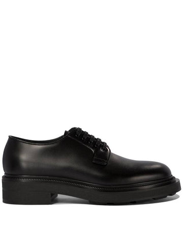 Brushed Leather Derby Black - PRADA - BALAAN 1