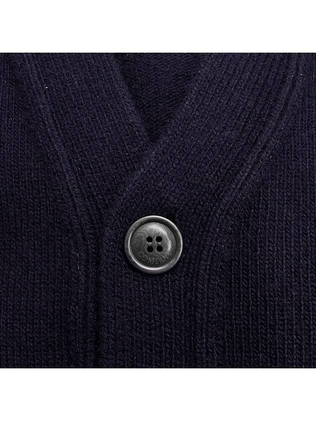 Men's Lens Wappen Lambswool Cardigan Navy - CP COMPANY - BALAAN 5