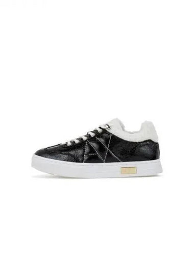 Women s Shearling Trimmed Wrinkle Sneakers Black 271922 - ARMANI EXCHANGE - BALAAN 1