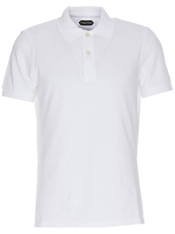 Men's Classic Tennis Short Sleeve Polo Shirt White - TOM FORD - BALAAN 1