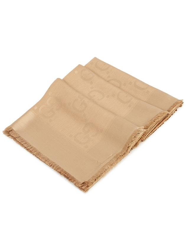 GG Jacquard Silk Wool Scarf Beige - GUCCI - BALAAN 3