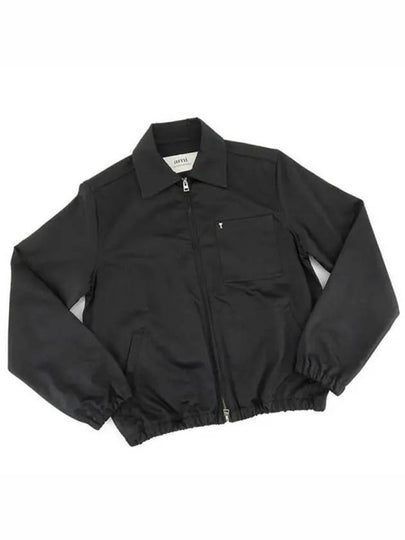 Heart Logo Zip-up Jacket Black - AMI - BALAAN 2