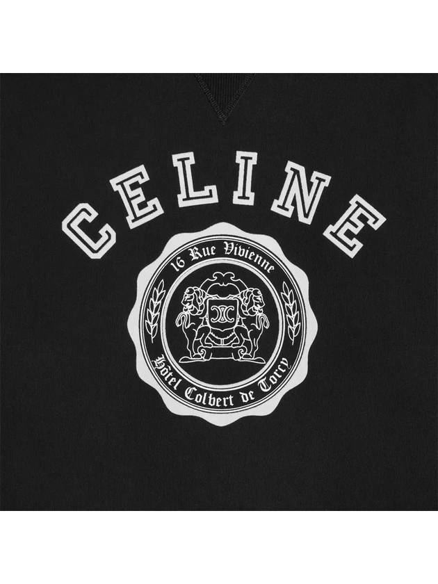 Logo Crew Neck Loose Cotton Fleece Sweatshirt Black - CELINE - BALAAN 6