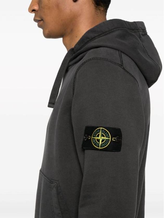 Logo Patch Drawstring Hoodie Charcoal - STONE ISLAND - BALAAN 6