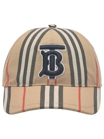 Monogram Motif Icon Stripe Cotton Baseball Cap Archives Beige - BURBERRY - BALAAN 1