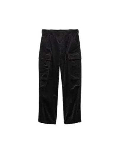 Cargo Pocket Corduroy Straight Pants Black - PRADA - BALAAN 2